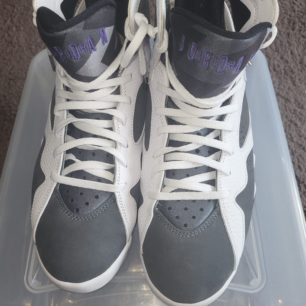 Jordan 7 Flint Purple White Athletic Shoes Lace-Up